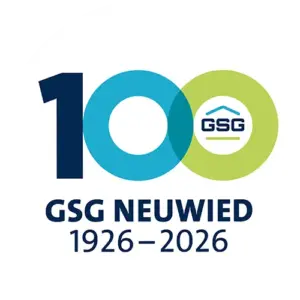 GSG 100 Jahre mit GSG und gerade Jubiläumslogo zum 100-jährigen Bestehen der GSG mit den Jahreszahlen 1926 bis 2026 auf weißem Hintergrund